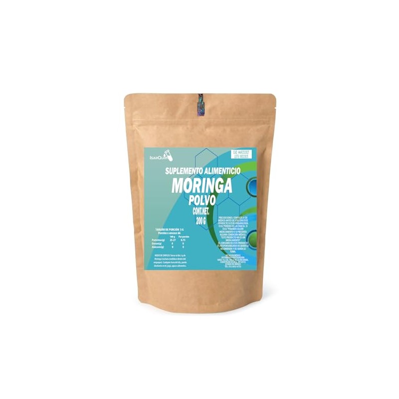 Moringa en Polvo IsaaQuim | Suplemento Alimenticio Natural | 200