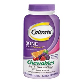 Caltrate 600+d3 Calcio Vitamina D3 Huesos Fuertes 90 Pzas Sabor Cereza Naranja Y Ponche De Frutas