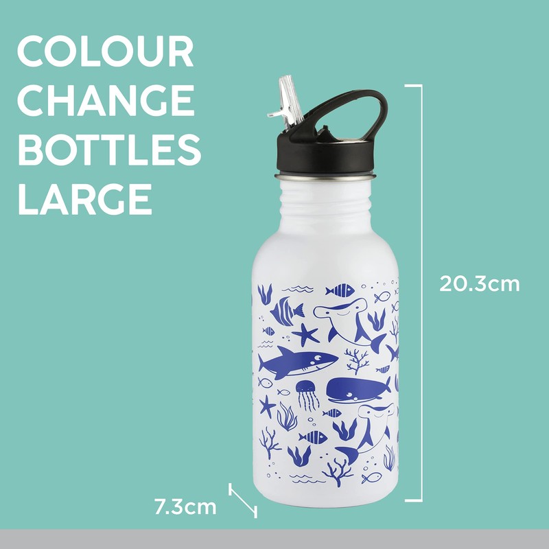 Typhoon Pure Steel Colour Changing Reusable Water Bottle With Sealife