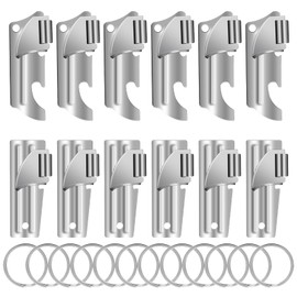 12 Pieces P38 Can Opener Military with Key Rings Stainless Steel Camping Can Opener Manual Portable P51 Can Opener for Traveling Camping Church Key