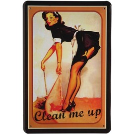 Tin Sign Pin Up Clean Me Up 20 x 30 cm Retro Tin Sign 357