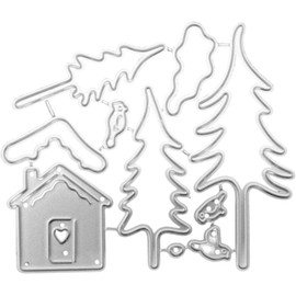 Tree House Die Cut for Card Making, Tree Metal Cutting Dies Congratulations Die Cuts Happy Birthday Embossing Stencils Template for DIY Scrap-Booking Decor Wedding Birthday Blessing Card Die Cuts