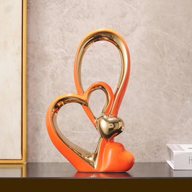 ODMYZG Double Heart Ornament, Double Heart Ceramic Statue, Home Decoration, Creative Home Decoration, Gift, Office, Living Room, Decoration, Souvenir, Suitable for Gift