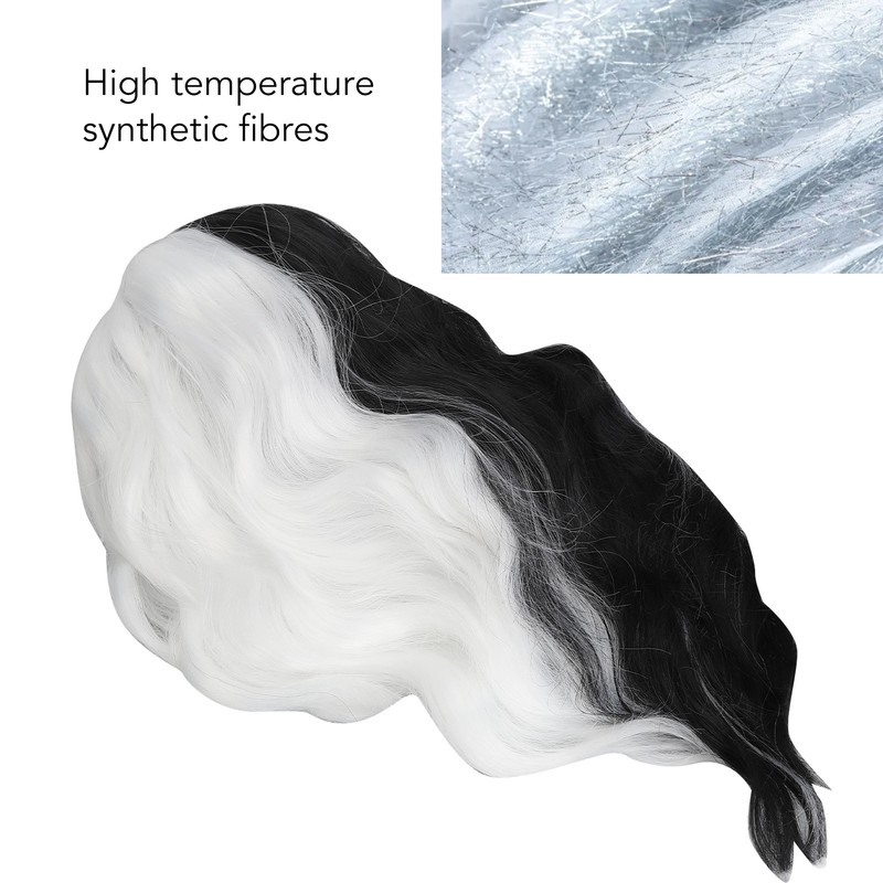 Black and White Short Wavy Wig Women Cosplay Party Shoulder
