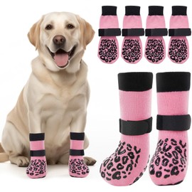 PICK FOR LIFE Non Slip Dog Socks with Grippers Prevent from Licking Paws,Anti-Slip Dogs Grip Socks for Senior Dogs on Hardwood Floor(Pink,2Pairs,XS)