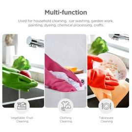 IUCGE Rubber dishwashing gloves 3 Pairs for kitchen,Cleaning washing dish gloves long for household reuseable durable.(Medium,Multicolor)