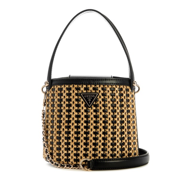 GUESS Atalia Crossbody Bucket, Natural/Black