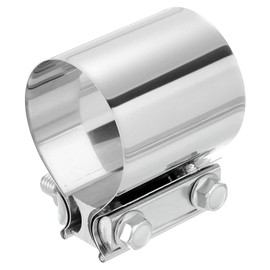 sourcing map 2.7 Inch Exhaust Clamp, 304 Stainless Steel Butt Joint Band Clamp Sleeve Coupler Pipe Repair Clamp Universal Widening Clamp for Exhaust Pipes Mufflers, Silver