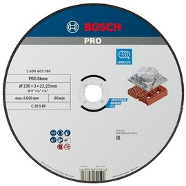 Bosch 1x PRO Stone Longlife Cutting Disc for Large Angle Grinder and Bore 22.23 mm (for Hollow brick building block, Marble, Ø 230 mm, Professional Accessory Large Angle Grinder)