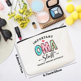 Oma Cosmetic Bag Makeup Bag Grandma Gifts from Granddaughter Grandson Grandma Birthday Gifts Mothers Day Thank You Retirement Gifts for Women Nana Mimi Gigi New Grandma Granny Christmas Toiletry Bag