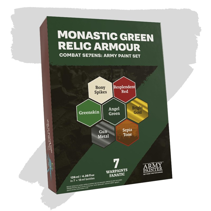 The Army Painter, Combat Se7ens: Monastic Green Relic Armour, 7x18ml