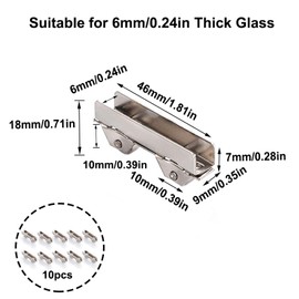 Glass Door Wheel Clamps Stainless Steel Sliding Door Roller Shop Window Pulley for 6mm Thick Showcase Glass Doors 6mm Slot Width 10pcs