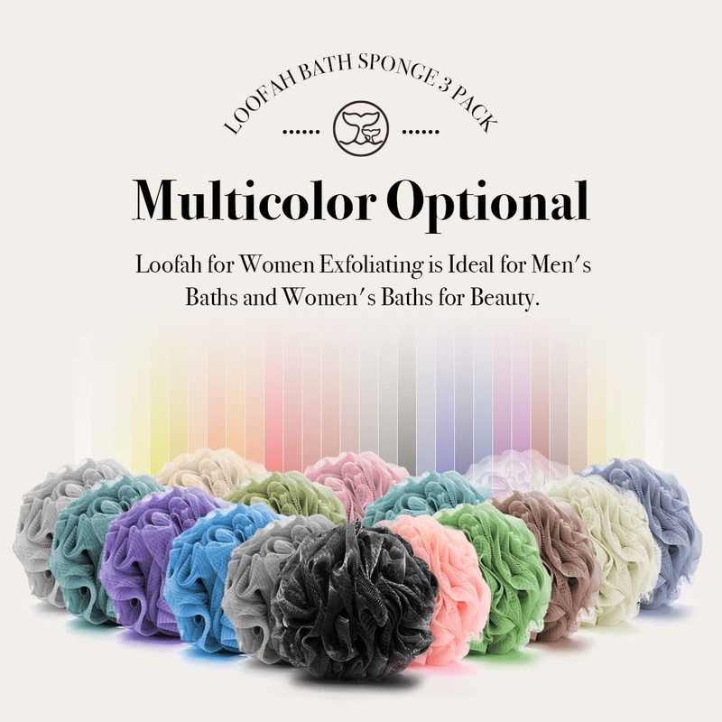 Loofah Sponge Bath Sponge for Women Men 4 Pack (Purple