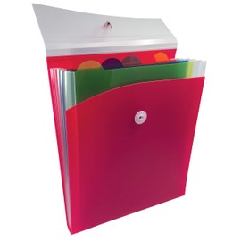 Better Office Products Vertical Expanding 6 Pocket Backpack File, 1 Piece, Letter Size, for Easy Backpack Access, Multicolored Pockets and Tabs, Asst'd Colors, Color Will Vary - Red, Blue, or Black