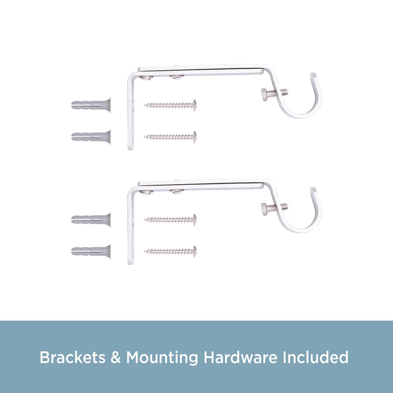 Kenney KN85293 Adjustable Curtain Rod Brackets, Satin Nickel (2-Pack)