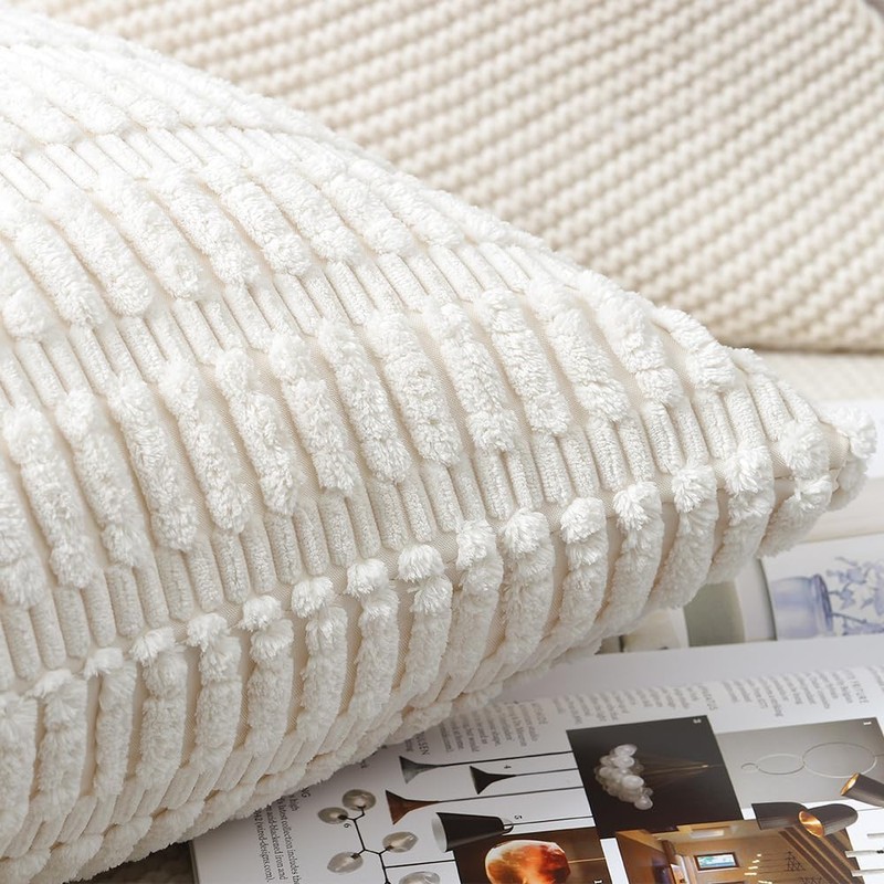 Madizz Pack of 2 Boho Striped Corduroy Throw Pillow Covers