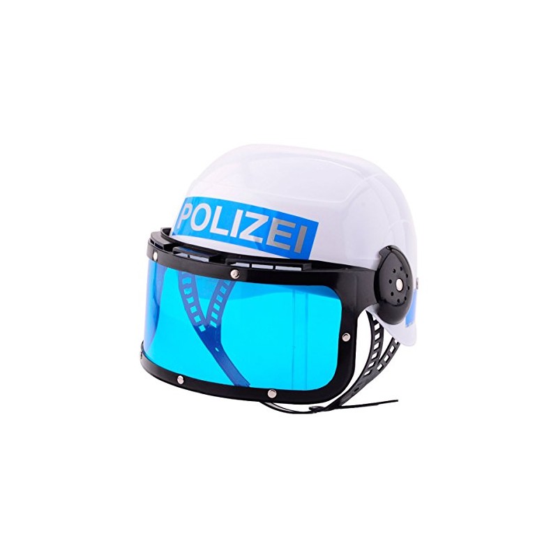 Johntoy Police Helmet with Visor, One Size, White/Blue, white/blue