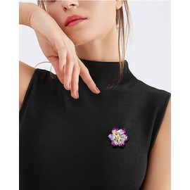 Rhinestone Flower brooch Pin Large Crystal Flower brooch Lapel Pins Wedding Party Birthday Dance Banquet Dress Suit Ceremony Clothes Hat Bag Accessories Jewelry for Women (Purple1)