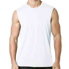 MEETYOO Canotte Uomo,Maglie Senza Maniche Palestra T Shirt Sportiva per Corsa,Fitness e attività all'Aperto,Bianco,M