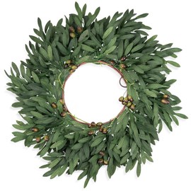 COLORSPEC Olive Wreaths for Front Door Artificial Large All Season Yellow Round Spring Summer Green Olive Branch Wreath for Indoor Outdoor Home Farmhouse Porch