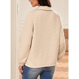 Dokotoo Womens Oversized Sweatshirt Quilted Jackets for Women Half Zip Sweatshirts Long Sleeve Quarter Zip Pullover Hoodies Sweaters Airport Outfits Casual Loose Fit Sweatshirts with Pockets Apricot M