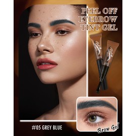Peel off Eyebrow Tint with Brush, Tattoo Brow Gel Easy Peel off, Waterproof, Smudge-Proof, Brow Gel Lasts up to 3 Days - Natural Brow Stain for Fuller Defined Brows Gift for Women 05 Black