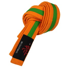 DEPICE Budo Belt Orange/Green 220 Two-Tone - Intermediate Belt Martial Arts Belt Karate Belt Judo Belt