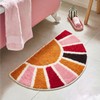 Boho Half Circle Bath Rug, Retro Sun Bathroom Rug Non
