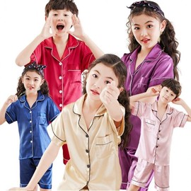 Infant 5-Color Short-Sleeve Polo Soft Touch Kids Pajamas Top & Bottom Set Light Pink/Size 14