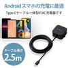 Elecom MPA-ACC21BK Charger, 12W Type-C Cable, 6.5 ft (2.5 m),