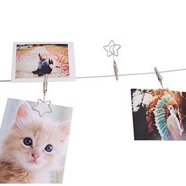 TFu Wall Hanging Photo Display, DIY Picture Photo Frame String with 12 Clips for Hanging Photos Notes and Artworks (Moon & Star)