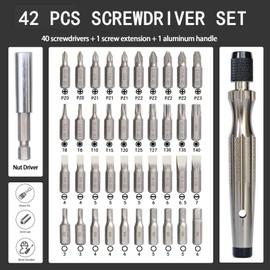DULIWO 41-in-1 Screwdriver Set with 40-Piece Magnetic Bits – Phillips, Torx, Flat, Pozidriv and 1/4-Inch Nut Driver –Suitable for Home Repair, Car Repair, Machinery and Wood Projects and More
