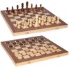 AMEROUS 15'' Wooden Chess & Checkers Set, 2 in 1