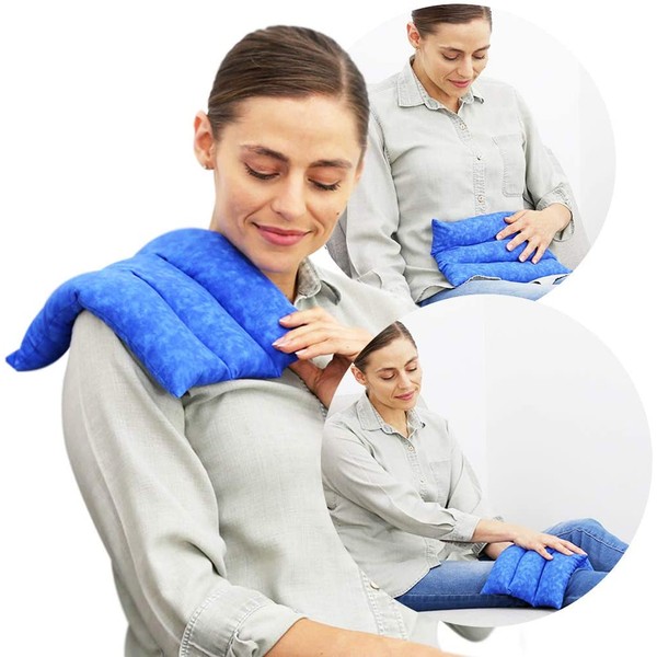 Nature Creation Microwave Heating Pad for Lumbar and Lower Back Pain Relief - Easy To Use & Family Favorite Herbal Hot and Cold Therapy Pack - For Soothing Relaxation, Warmth and Comfort - Blue Marble
