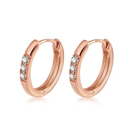PHNIBIRD Hoop Earrings Rose Gold Earrings Silver 925 with Zirconia Small Huggie Hypoallergenic Hoop Earrings Gifts for Mum Women Girlfriend