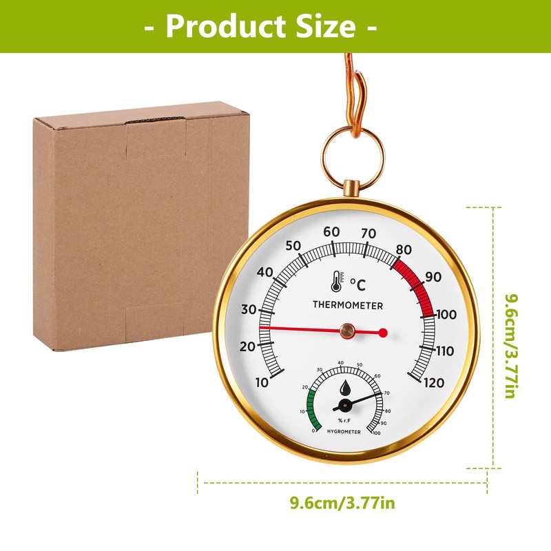 2-in-1 Sauna Thermometer and Hygrometer, Stainless Steel Round Sauna Thermo-Hygrometer