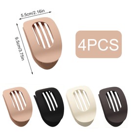 VACUBXBY Flat Hair Clips, 4 Pack Hair Claw Clips for Women, Non-Slip Hair Catch for Thick Thin Curly Hair, Strong Hold (4 Color)