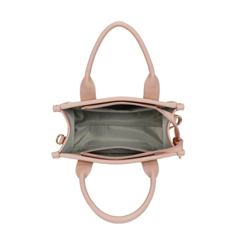 LeahWard Ladies Small Tote Bag, Embossed Text Design, Detachable Shoulder