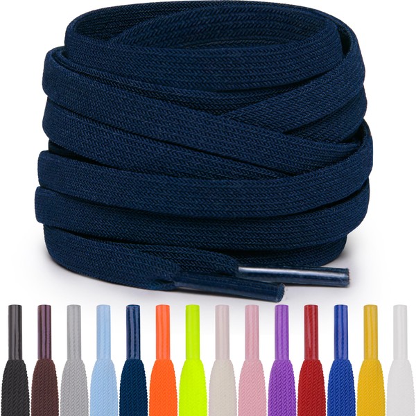 Miscly Flat Elastic Shoelaces, Navy Blue, 36" (91 cm)