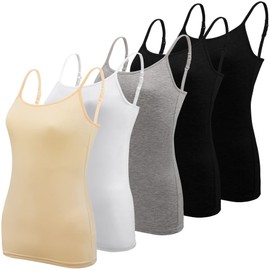 BQTQ 5 Pcs Womens Camisole Tank Tops Undershirt Spaghetti Strap Camisoles Pack, L