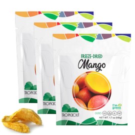 Tropickout Freeze Dried Mango Fruit Snack – Pack of 3, 100% Brazilian Fruit, No Added Sugar, No Additives, Gluten-Free, Vegan, Lactose-Free, Non-GMO (3 x 1.7oz / 48g)