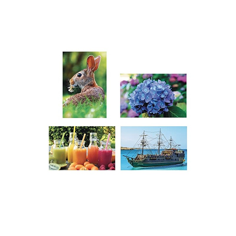 Thera-Jigsaw Foam Puzzles Set: Boat, Rabbit, Juice, and Hydrangea (Set