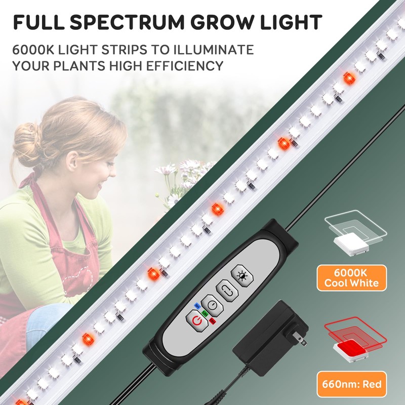 SDOVUERC 16'' 6 Bars Grow Light Strips for Indoor Plants