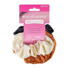 Brushworks Nude Satin Scrunchies