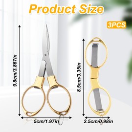 3 Pcs Folding Scissors - Portable Mini Scissors for Fishing, Badge Reel, Travel & Home Office Safety