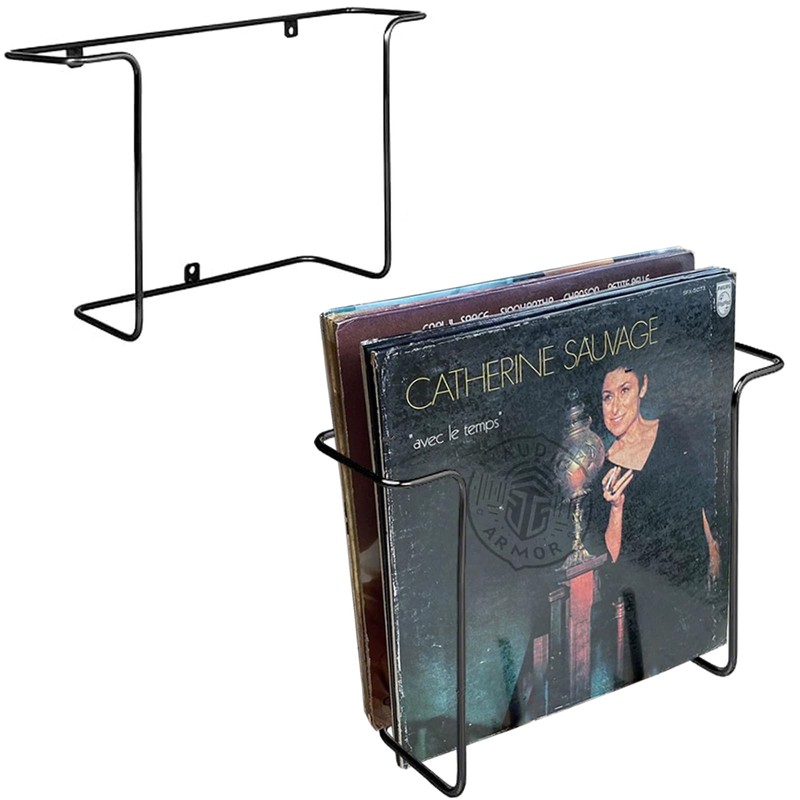 Modern Metal Vinyl Record Wall Mount Shelf (2 Pack), Matte