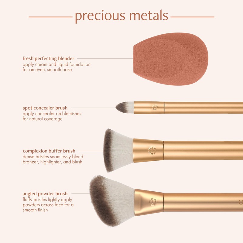 EcoTools Precious Metals Face Blend & Sculpt Set, Makeup Brush