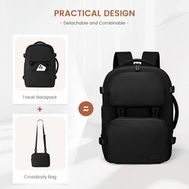 LOVEVOOK Travel Backpack for Women Men, TSA Carry on Backpack Flight Approved 50L Fits 18 Inch Laptop, Waterproof Personal Item Travel Bag Business Weekender Daypack with Detachable Crossbody Bag