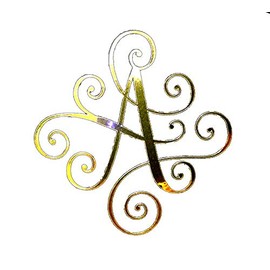 Eggleston Design Co Custom Elegant Scroll Vine Name Letter Monogram Vinyl Decal Bumper Sticker for Cars, Yeti Tumbler, Laptop, Phones (Gold Chrome, 2" x 2" (Fits Phones))