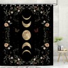 Emwnodti 4 Pcs Bathroom Sets for Moon Phase Shower Curtain,